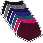 URATOT 7 Pack Womens Cotton Shorts, Dolphin Booty Athletic Gym Sports Shorts for Yoga Lounge Running