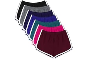 URATOT 7 Pack Womens Cotton Shorts, Dolphin Booty Athletic Gym Sports Shorts for Yoga Lounge Running