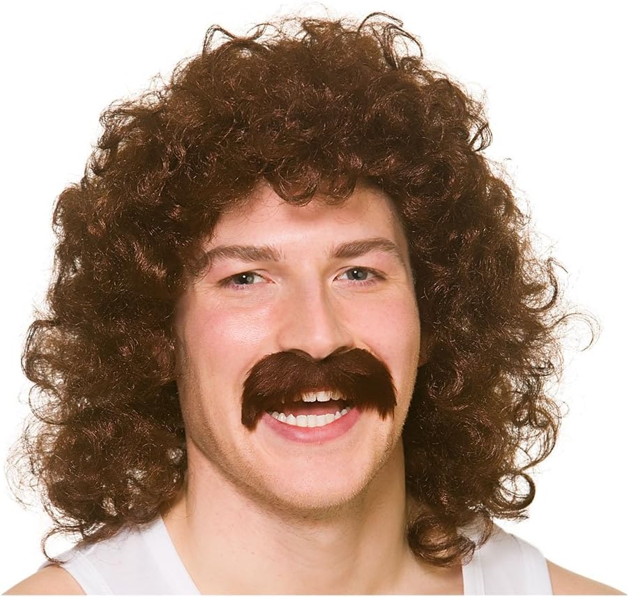 Wicked Costumes Adult Mens Perm With Tash Brown Amazon Co Uk Toys Games