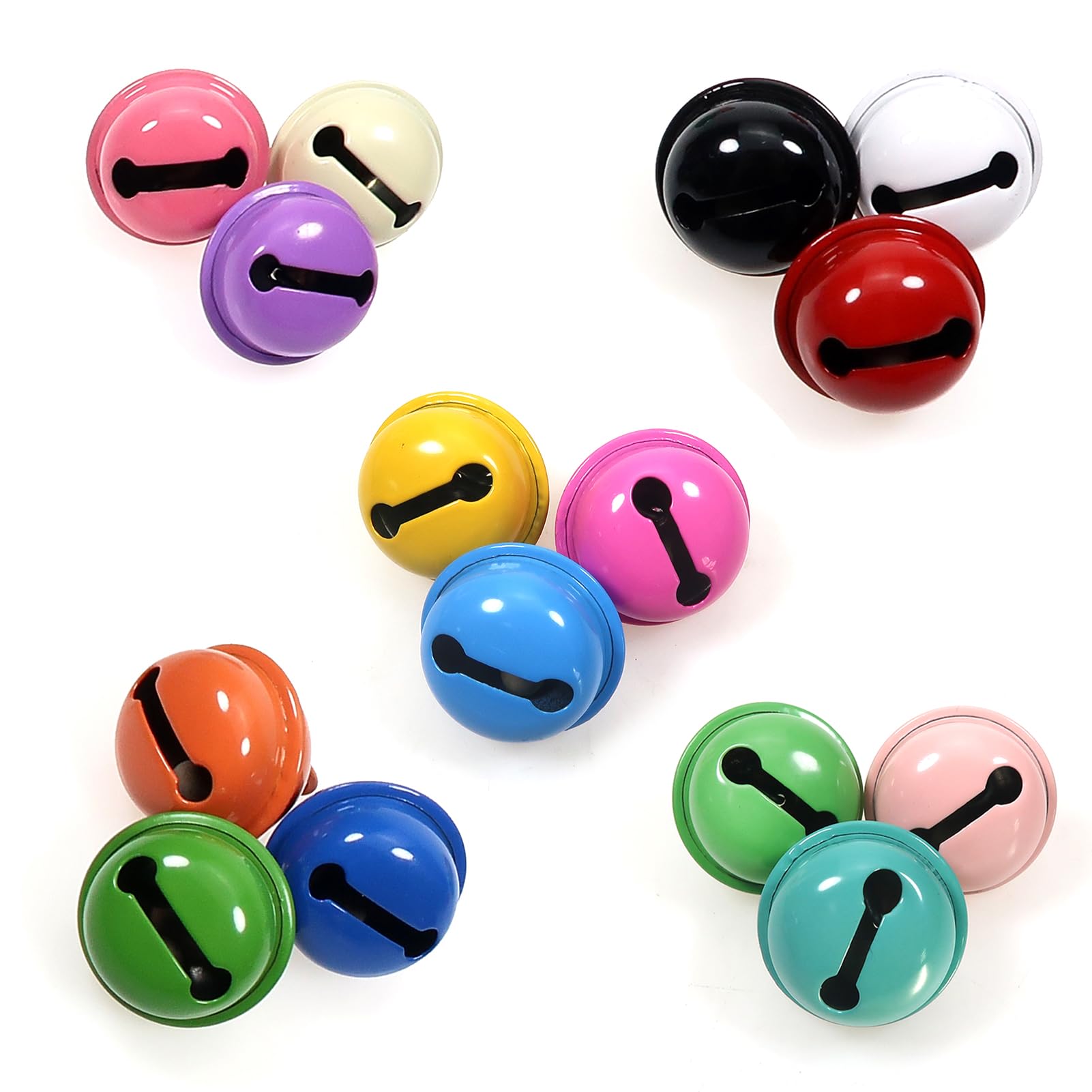 TOAOB 15pcs Mixed Colours Jingle Bells Craft Bells Metal Sleigh Bell 22mm for Festival Decorations Dog Cat Collars Jewelry Making Party Ornaments