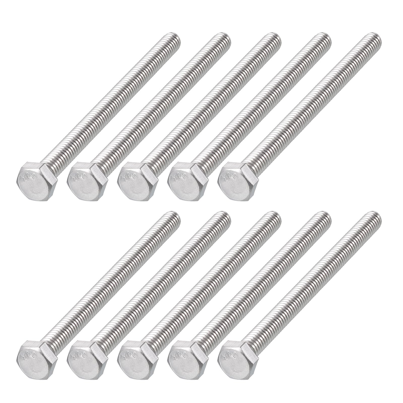 METALLIXITY Hex Head Bolts (5/16-18 x 4-1/2") 15Pcs, 304 Stainless Steel 18-8, Fully Threaded, External Hex Drive, Plain Finish, Hex Head Screw Bolt, Silver โ image 1