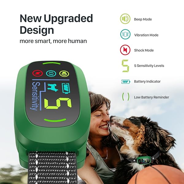 FAFAFROG DOG BARK COLLAR, RECHARGEABLE SMART COLLAR, ANTI BARKING TRAINING COLLAR WITH 5 ADJUSTABLE SENSITIVITY BEEP VIBRATION, BARK COLLAR FOR LARGE MEDIUM SMALL DOGS (GREEN)