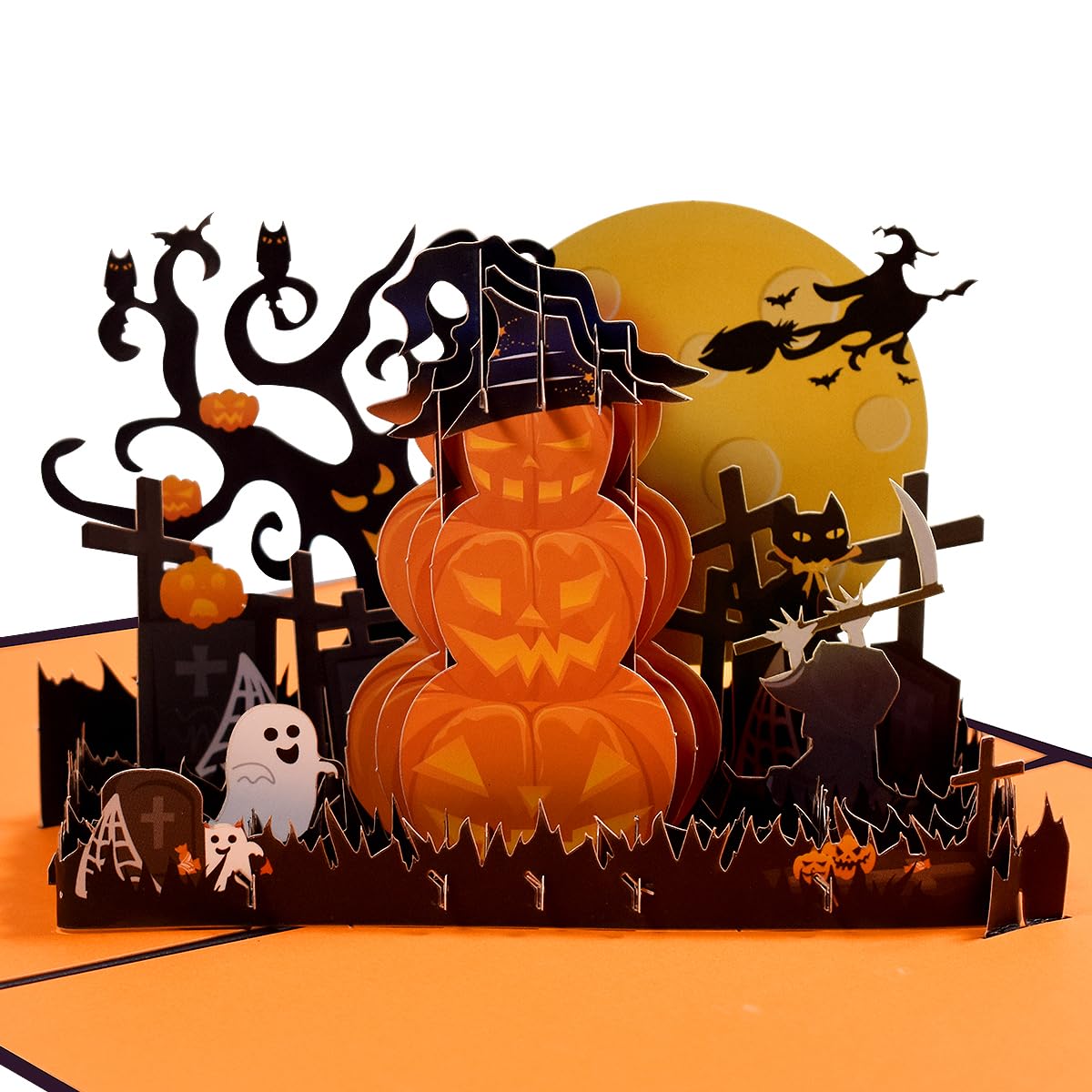 CNLITIHEKA Spook Pumpkin Halloween Cards, Pop Up Halloween Cards, Pumpkin Card, 3D Halloween Greeting Cards for Kids, Family, Friends, Envelope Included.