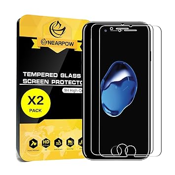 [2 Pack] iPhone 7/ iPhone 8 Screen Protector, Nearpow [3D Touch Compatible - Tempered Glass] Screen Protector with [9H Hardness] [Crystal Clear] [Bubble-Free Installation] [Scratch Resist]