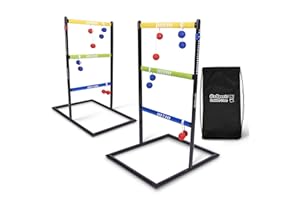 GoSports Pro Grade Ladder Toss Indoor/Outdoor Game Set with 6 Soft Rubber Bolo Balls, Travel Carrying Case