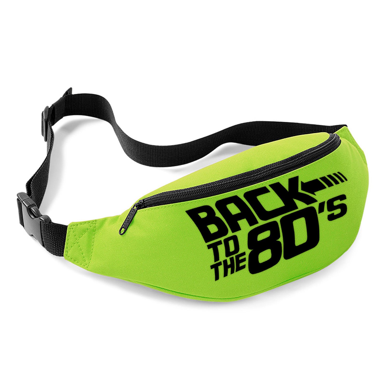 Back to The 80's Bum Bag (Lime - Black Print)
