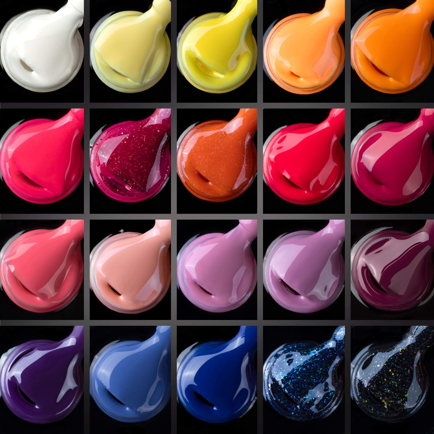 Beetles 20 Pcs Gel Nail Polish Kit, Fall Harvest Collection Soak Off Nail Gel Polish Gold Yellow Nail Polish Red Burgundy Glitter Gel Polish Starter Kit with Glossy & Matte Top Coat and Base Coat : Beauty
