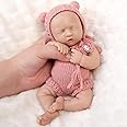 Vollence 8 inch Mini Silicone Baby Dolls Cute Realistic Newborn Preemie Miniature Silicone Babies for Kid Birthday Gifts - Girl