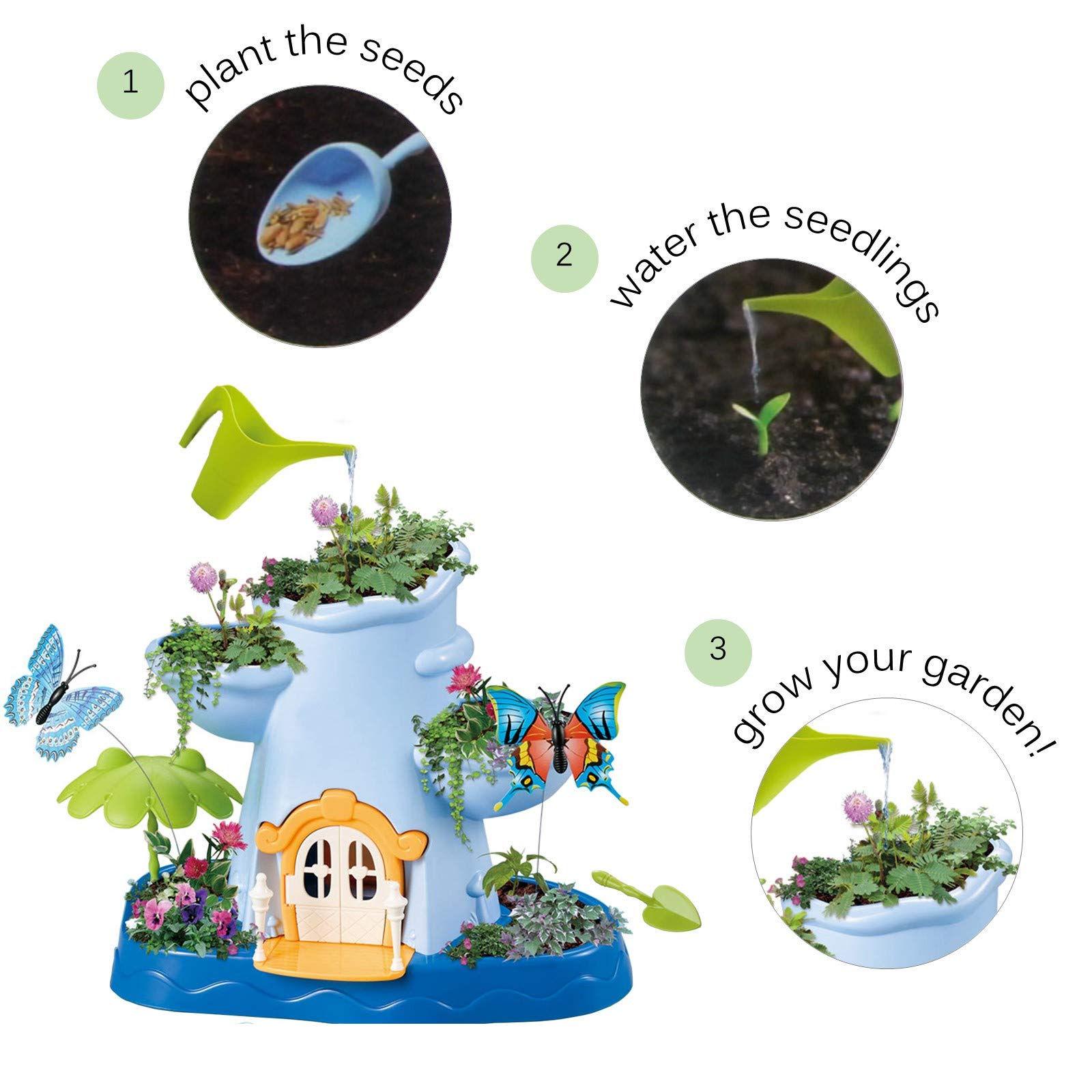 Vokodo Kids Magical Garden Growing Kit Includes Tools Seeds Soil Flower Plant Tree Interactive Play Fairy Toys Inspires Horticulture Learning Great Gift for Children Girls Boys