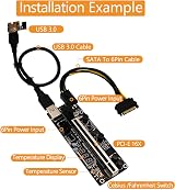 Bcowtte 8 Set PCIe Riser 1X to 16X Graphics Adapter Temperature Sensor GPU view 5