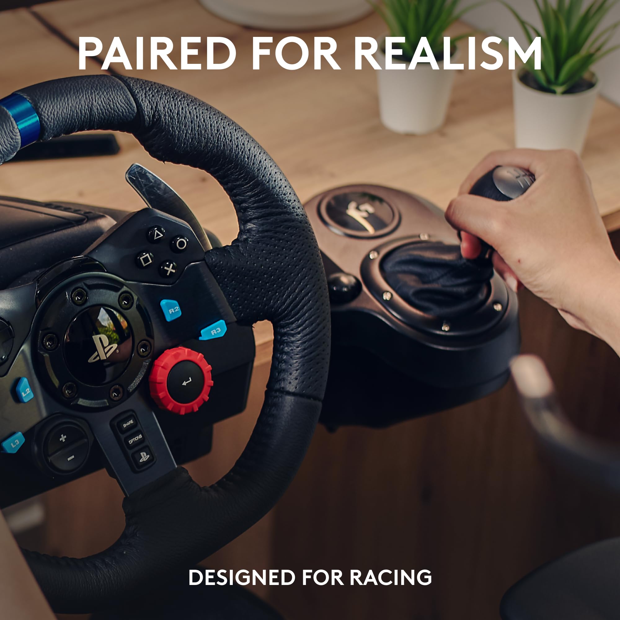 Logitech G29 Driving Force Racing Wheel and Pedals, Force Feedback, Real Leather + Logitech G Driving Force Shifter - For PS5, PS4 and PC, Mac - Black