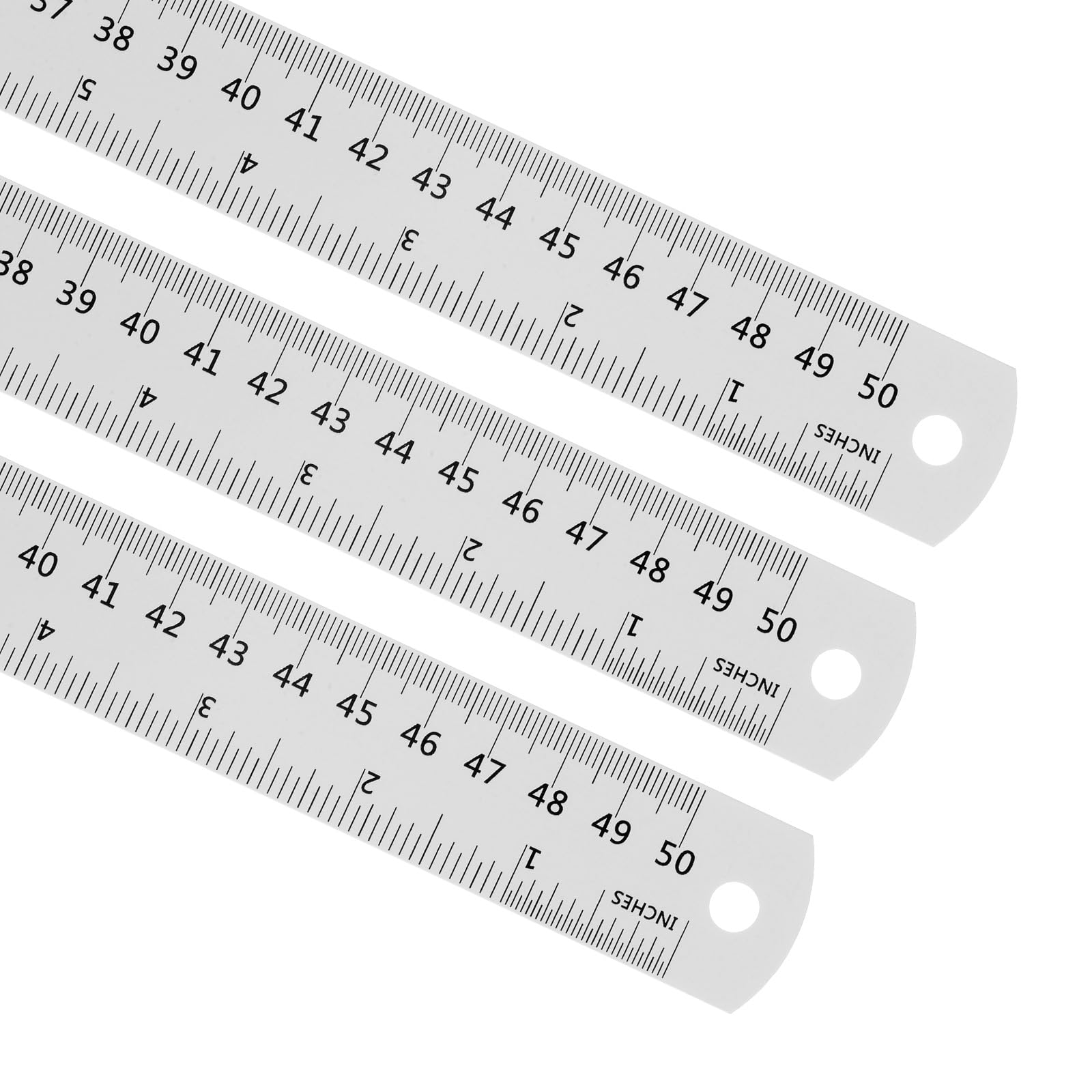 Kozelo 3Pcs Metric English Ruler - [50cm 20 Inch] Aluminum Measuring Metal Straight Ruler WIth Conversion Table for Office Manual Classroom Use, 28mm wide