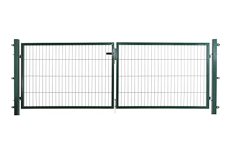 Arvotec Doppeltor/Doppelflügeltor, grün, 200x50, BxH:2x1500x2000mm - komplett aufstellfertig mit Pfosten & Befestigungsmateri