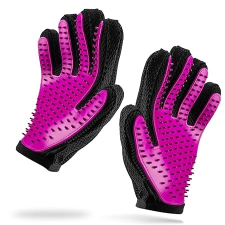 iHOY 2PCS Pet Bürste Handschuh, Haustier Grooming Bürsten Deshedding Glove Massage Hund Badehandschuh Katze Petting Handschuh für Katzen Hunde