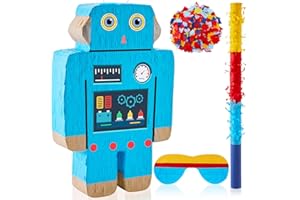 LEWTEMI Robot Piñatas for Birthday Party Robot Party Piñata with Stick, Blindfold, Confetti for Adults Birthday Baby Shower Party Supplies