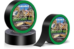 Felizshop Deck Joist Tape,2" x 50' Butyl Joist Tape for Decking,Waterproof RV Roof Flashing Tape,Weather Resistance Deck Tape for Beams, Wood Joists and Beams(3 Rolls)