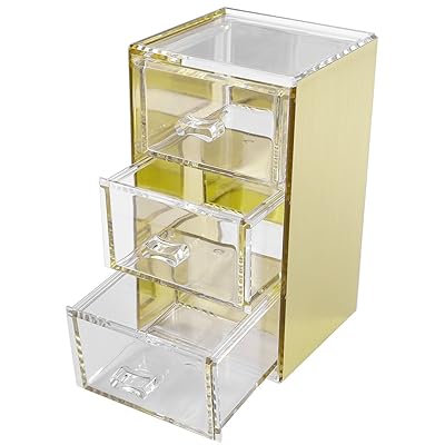 Anladia Premium Quality Rose Gold 3 Drawer Acrylic Makeup Jewelry