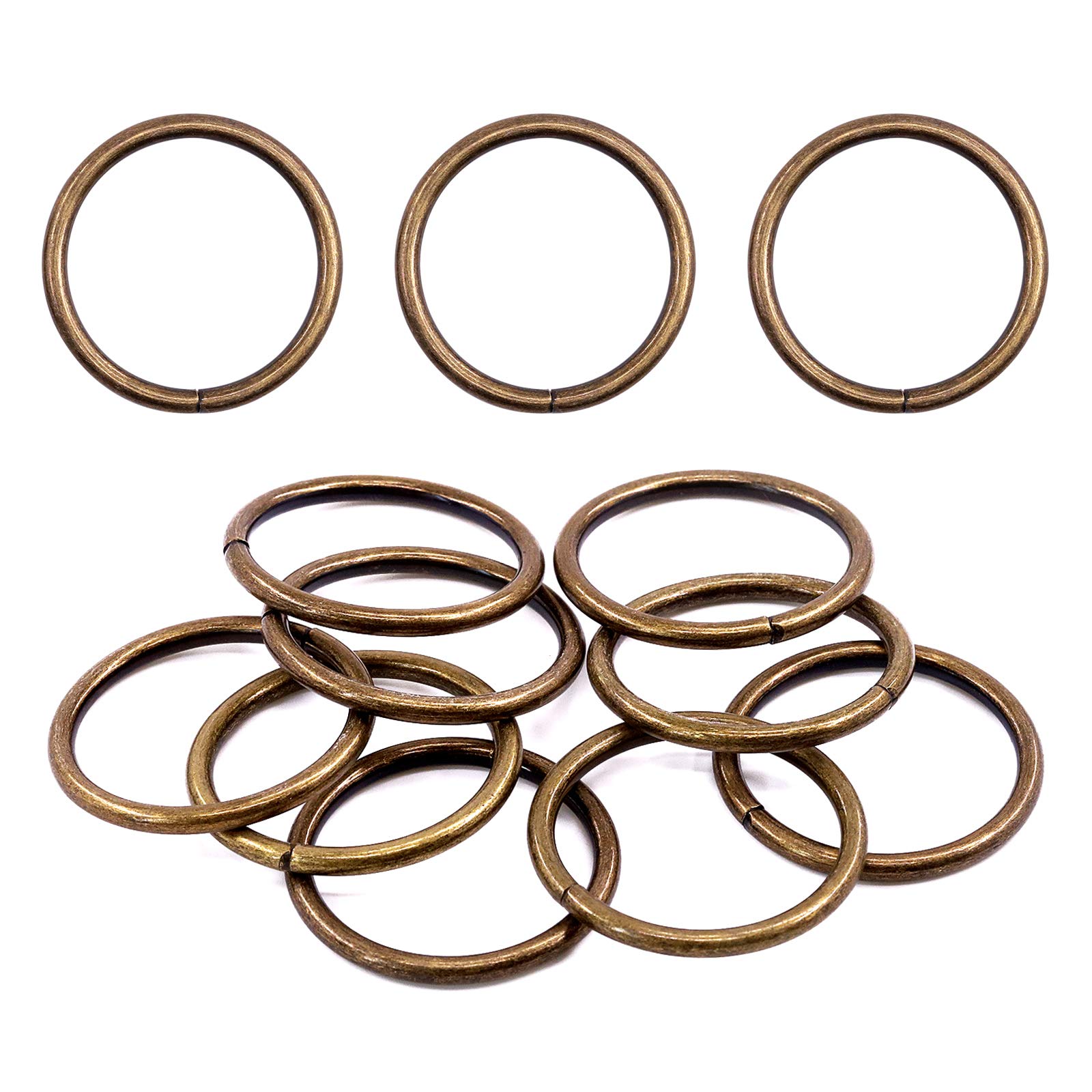 Swpeet 60Pcs Heavy Duty 3/2 Inch - 38mm Bronze Multi-Purpose Metal O Ring Metal Rings for Hardware Bags Ring Hand DIY Accessories Keychains Belts and Dog Leas (Bronze, 3/2 Inch)