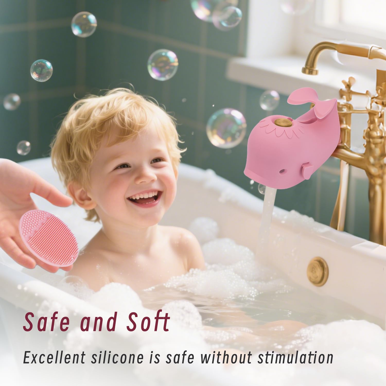 Bath Faucet Cover for Kids，Bath Spout Cover for Baby are Suitable for Most Bathtub Faucet,Spout Cover Bathroom Tub Adds Fun to Your Baby in The Shower.(Pink)