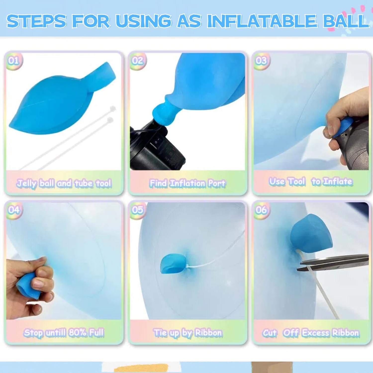 2-Pack Giant Bubble Balls Inflatable Water Balloons Reusable Kids Beach Toys for Summer Outdoor Fun Durable Toddler Yard Games & Pool Accessories