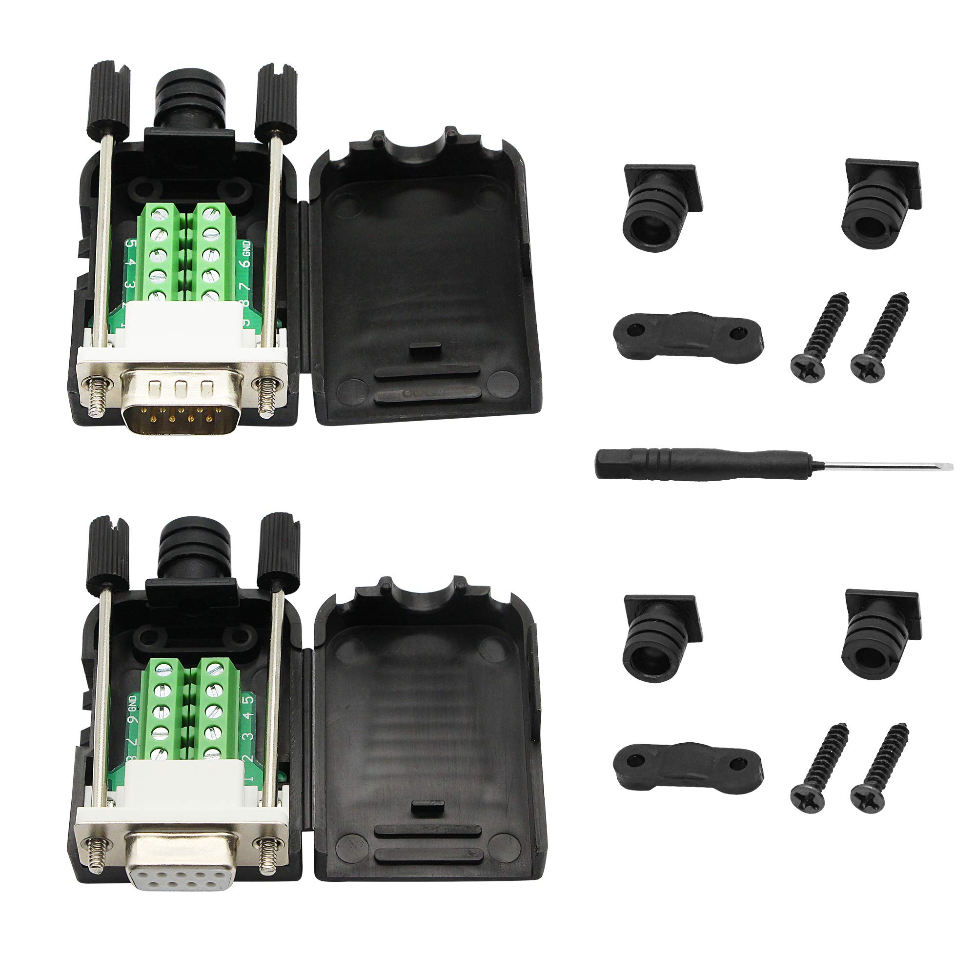 CERRXIAN DB9 Adapter RS-232 Serial Interface DB9 Male and DBP Female Connector (1pair) (White screw plug)