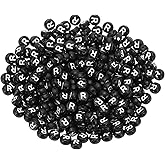 PATIKIL Round Letter Beads, 300 Pcs Letter R Acrylic Alphabet Black Beads White Letters for Jewelry Making Bracelets Making Necklaces DIY, White