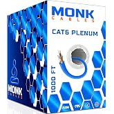 MONK CABLES | CAT6 Plenum Cable 1000ft | UTP, 23AWG, 550MHz | DSX-8000 Certified | Most Certified Cable of The Whole Market (Blue)