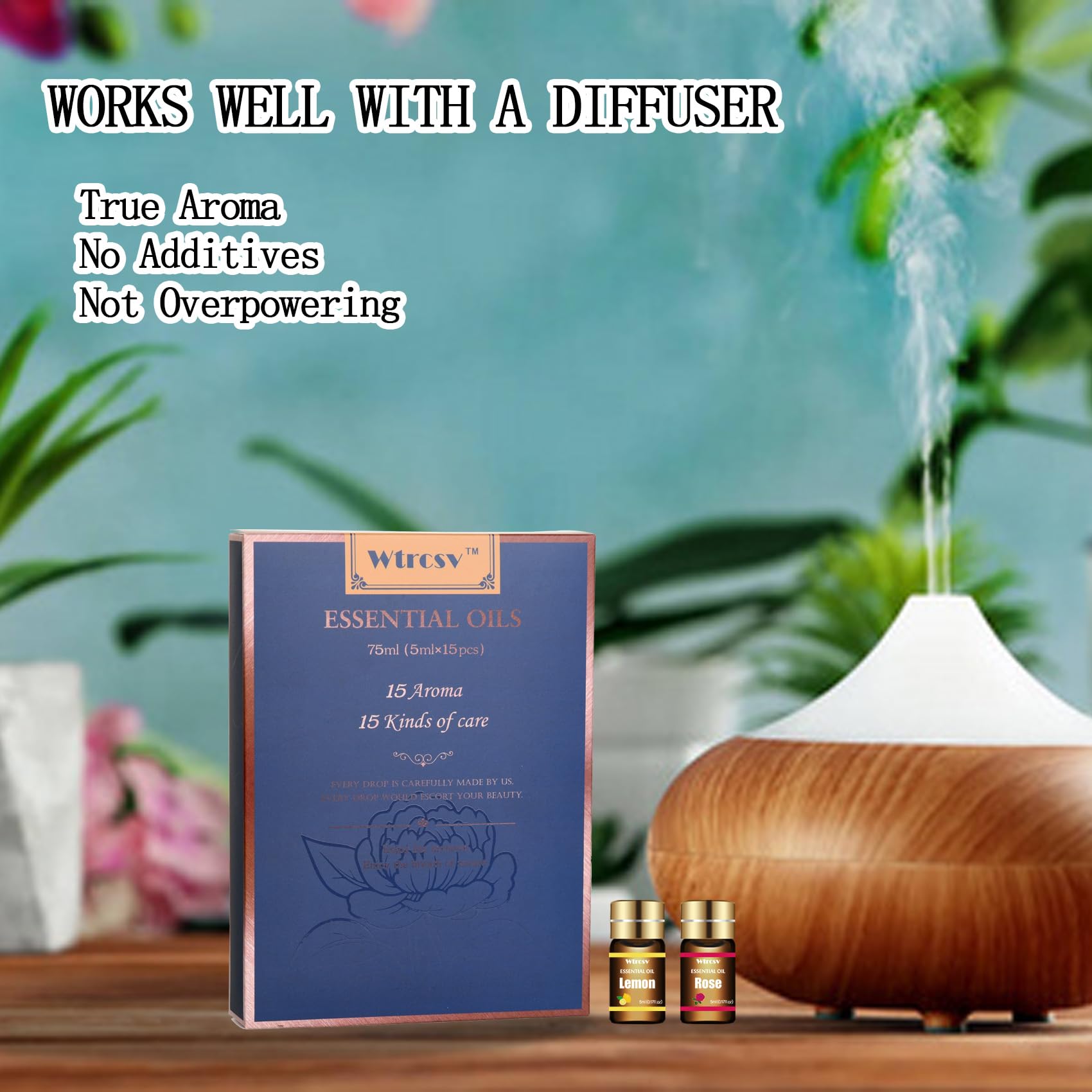 Wtrcsv Essential Oils Set - Top 15 Scents for Diffuser, Humidifier, Home Care, Aromatherapy, Massage, Candle & Soap Making - Nice Gift for Family & Friends