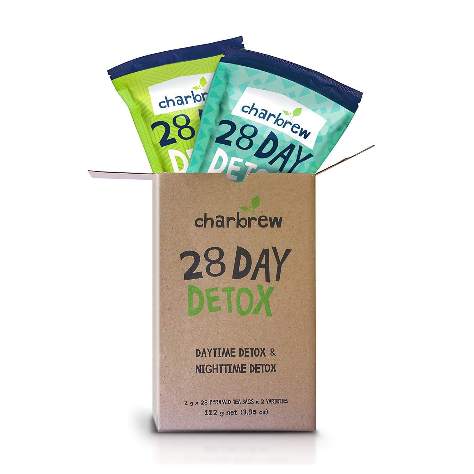 Charbrew 28 Day & Night Time Duo 2-Pack Detox Wellness Cleanse Herbal Blend – 28 Teabags Day & 28 Teabags Night