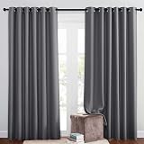 PONY DANCE Grey Blackout Curtains 84 Inch Drop 2 Panels Eyelet
