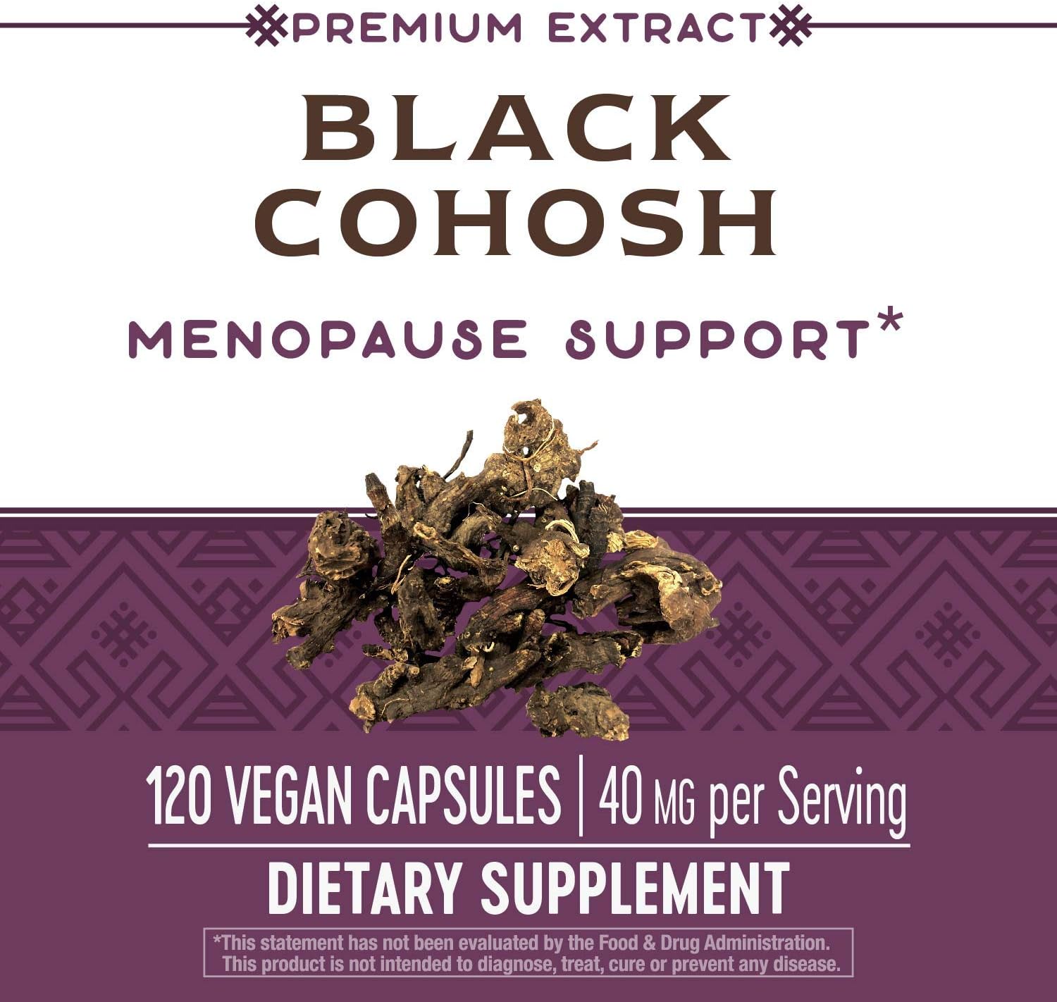 Nature's Way Standardized Black Cohosh, 2.5% Triterpene Glycosides per serving, 40 mg per serving, Non-GMO Project Verified, Gluten Free, Vegetarian, 120 Capsules: Health & Personal Care