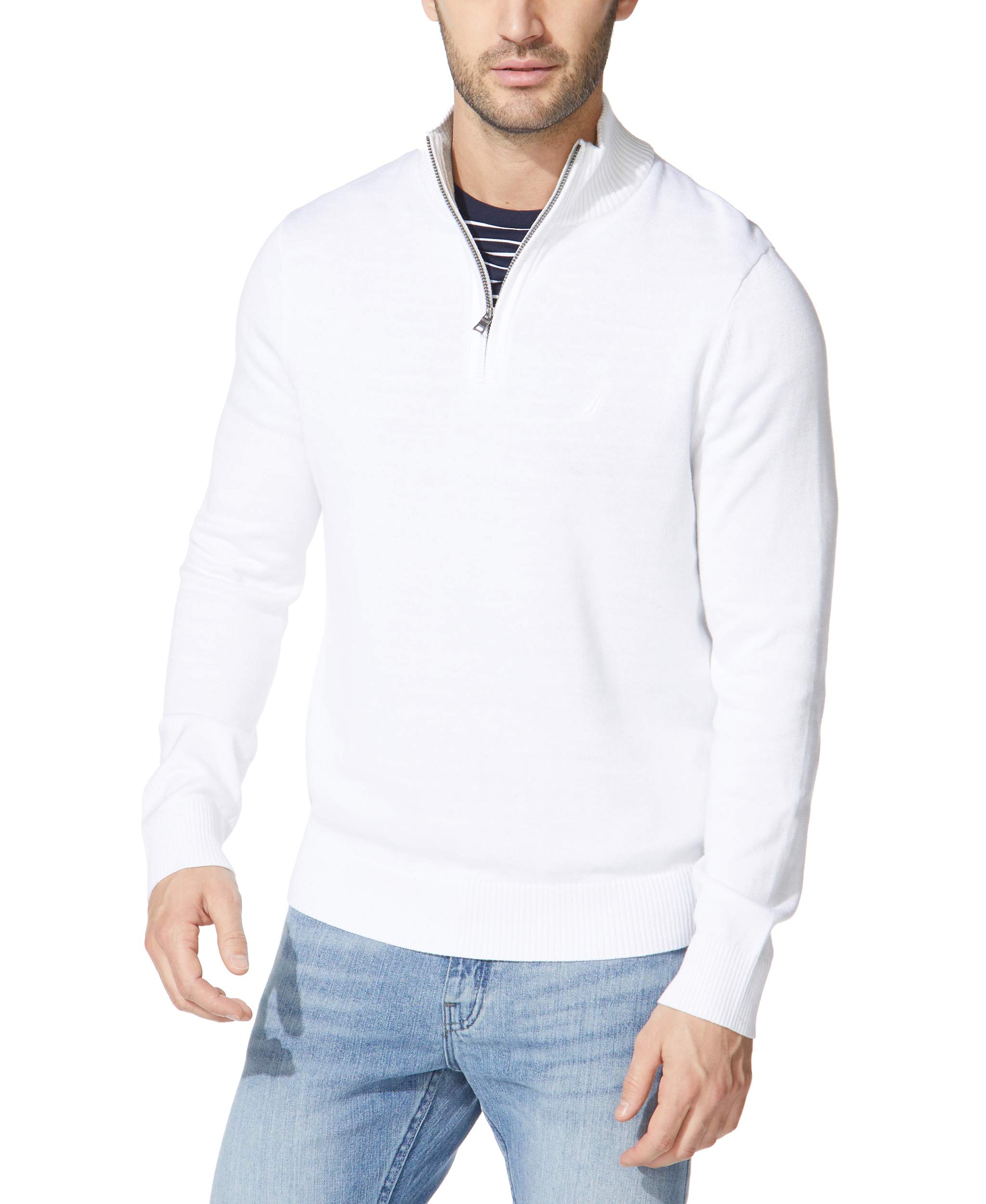 Nautica Men's Quarter-Zip Sweater, Bright White, Large Image
