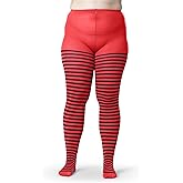Silky Toes Womens Plus Size Striped Tights Bold Costume Halloween Stockings