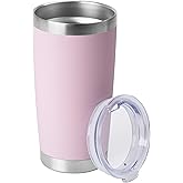 HASLE OUTFITTERS 20oz Stainless Steel Tumblers Bulk, Insulated Travel Cup with Lid, Double Wall Vacuum Coffee Mug for Cold & Hot Drinks 1 Pack, Light Pink