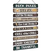 Tatuo Deck Rules Wooden Signs Funny Rules Signs Decorative Outdoor Regulations Plaque Wall Decor for Bar Campsite Cabin Tent Deck Sign Backyard Outdoors Home 11 x17 Inch