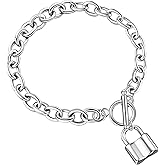 KristLand - Silver Heart Toggle Bracelet Silver Plated Love Link Bracelet for Women Birthday Gift Lightweight 7.6" Long Hand Chain
