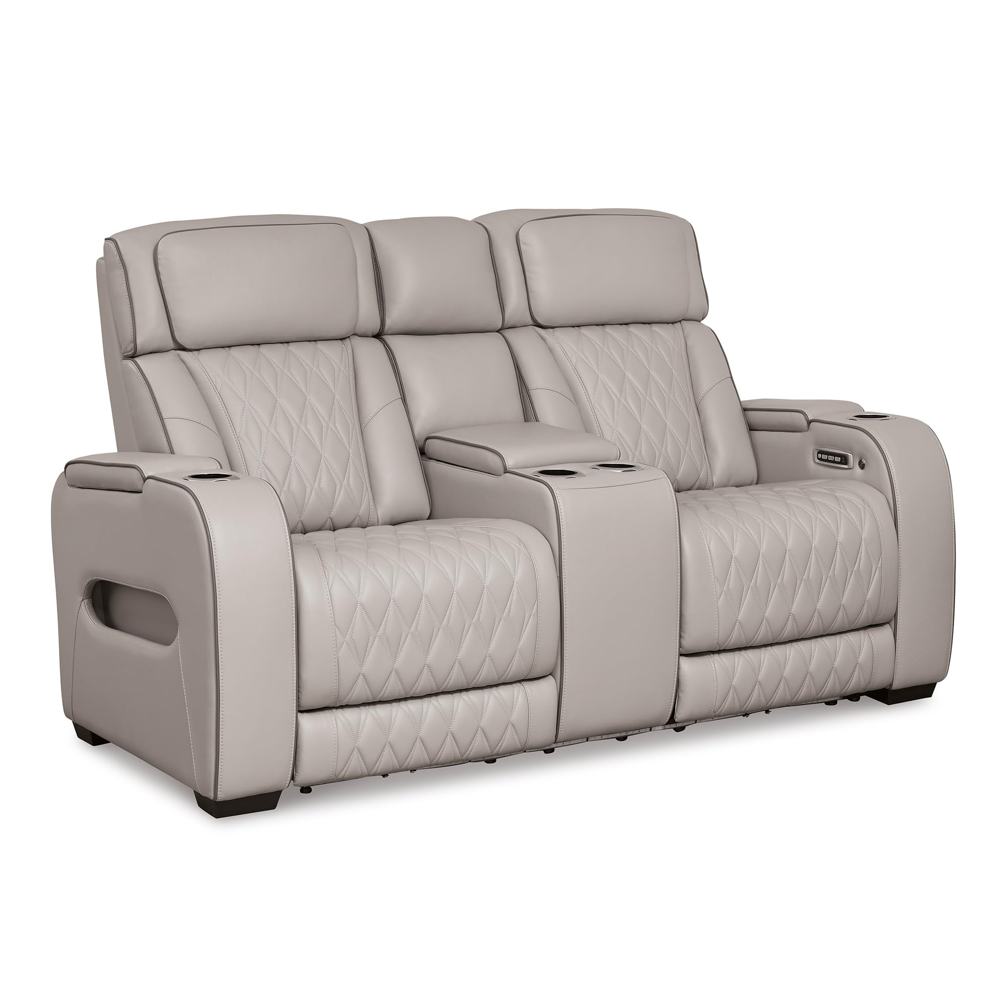 Photo 1 of ****Truck/Trailer Pick Up***
Signature Design by Ashley Boyington Contemporary Leather Match Power Reclining Loveseat with Console and USB Charging Ports, LED Lights and Adjustable Headrest, Light Gray