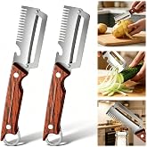 2PCS Multifunctional Vegetable Peeler, 3 in 1 Multi-function Stainless Steel Thickened Fruit Peeler Knife With wooden handle &amp; bottle opener and grater for Peeling Fruits and Shredding Scallions