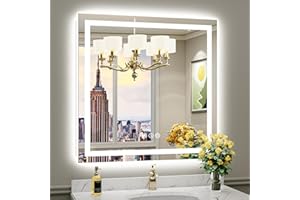 BRIIVUE 36"x36" LED Bathroom Mirror with Lights, Backlit & Front Lit, Anti-Fog Lighted Bathroom Vanity Mirror for Wall, Memory Function, Dimmable, HD Tempered Glass, Shatter-Proof