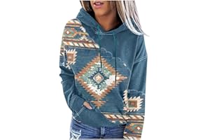 Xuboway Womens Western Aztec Geometric Hoodie Ethnic Graphic Pullover Sweater Long Sleeve Sweatshirt 2023 fall Trendy Clothes