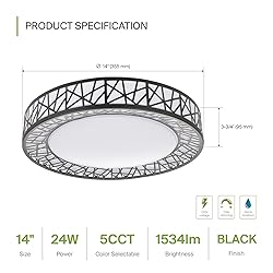 ASD 14 Inch LED Flush Mount Ceiling Light - Modern