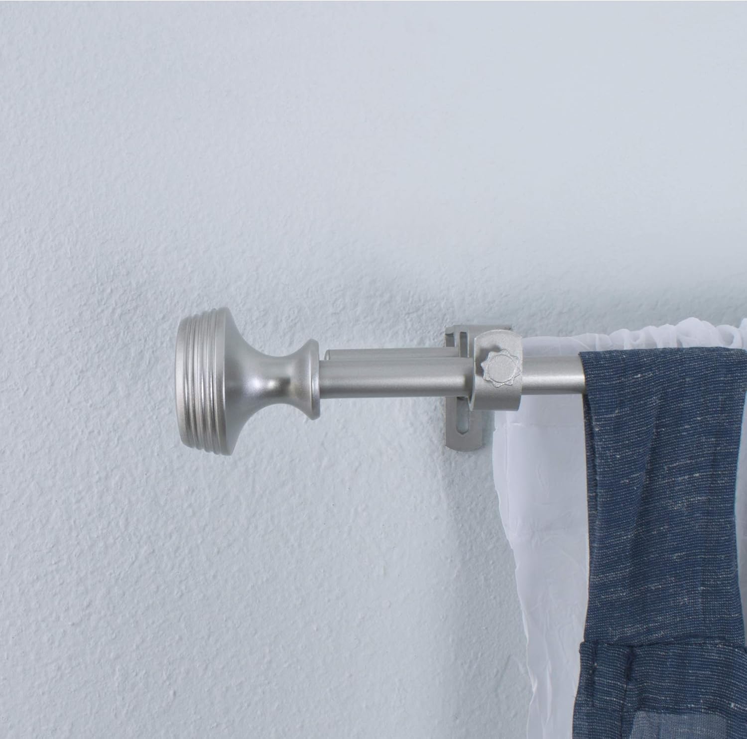 Decopolitan Knob 5/8" Double Curtain Rod Set, 26 to 48 Inches, Antique Silver: Home & Kitchen