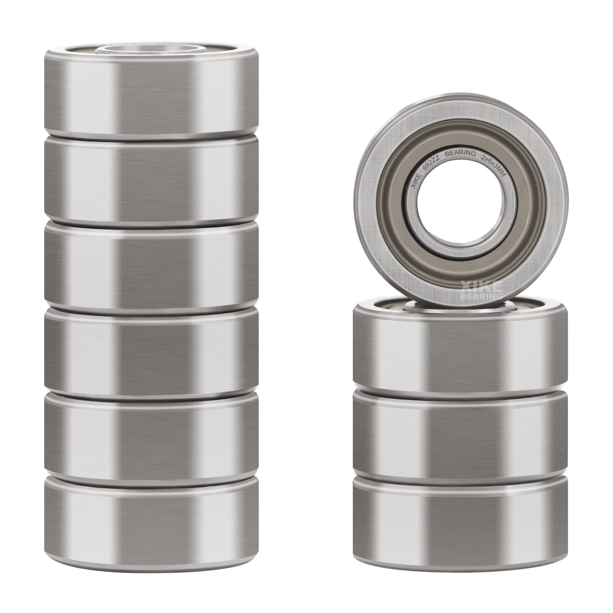 XIKE 10 pcs 692ZZ Ball Bearings 2x6x3mm, Chrome Steel and Double Metal Seal, 69-2Z Miniature Deep Groove Ball Bearing.