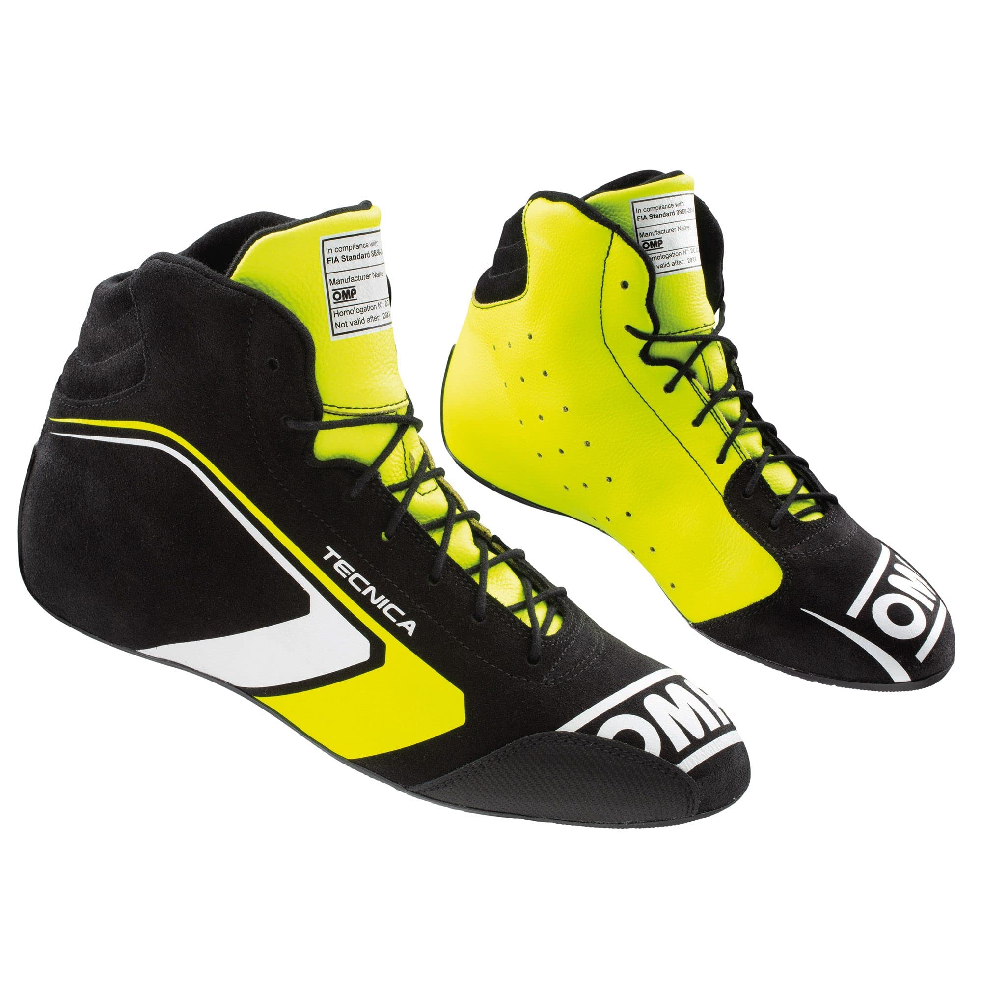 Omp One EVO Tecnica Black/Fluo Yellow Size 43 Fia 8856-2018, Unisex Adult Boots, EU