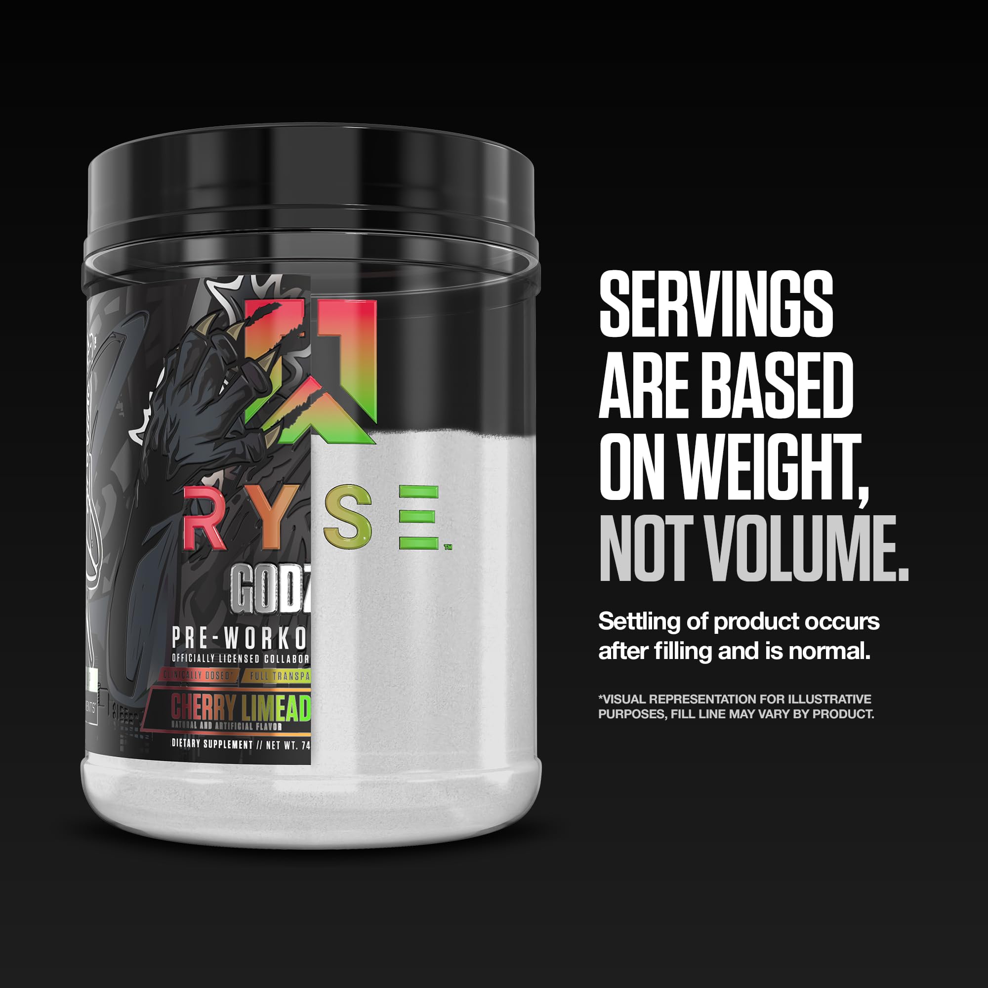 RYSE Godzilla X Noel Deyzel Pre Workout Powder - Blue Raspberry - 400mg Caffeine, High Stim Pre-Workout for Men & Women with Citrulline & Beta Alanine - Energy, Pump & Focus - 20/40 Servings