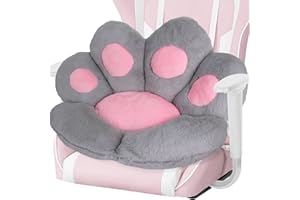 QYA Cat Paw Seat Cushion Kawaii Office Chair Cushion, Computer Gaming Chair Pads, Floor Seating for Adults, Seat Pads for Chairs, Cute Office Decor, Desk Chair Pillows, 31.4" x 27.5", Light Gray