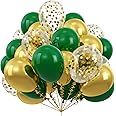 Kelfara Green Gold Balloons 50Pcs 12 inch Metallic Gold Confetti Latex Balloon Kit with Gold Ribbons for Christmas Birthday Party Bridal Shower Wedding Engagement Anniversary Prom Decorations