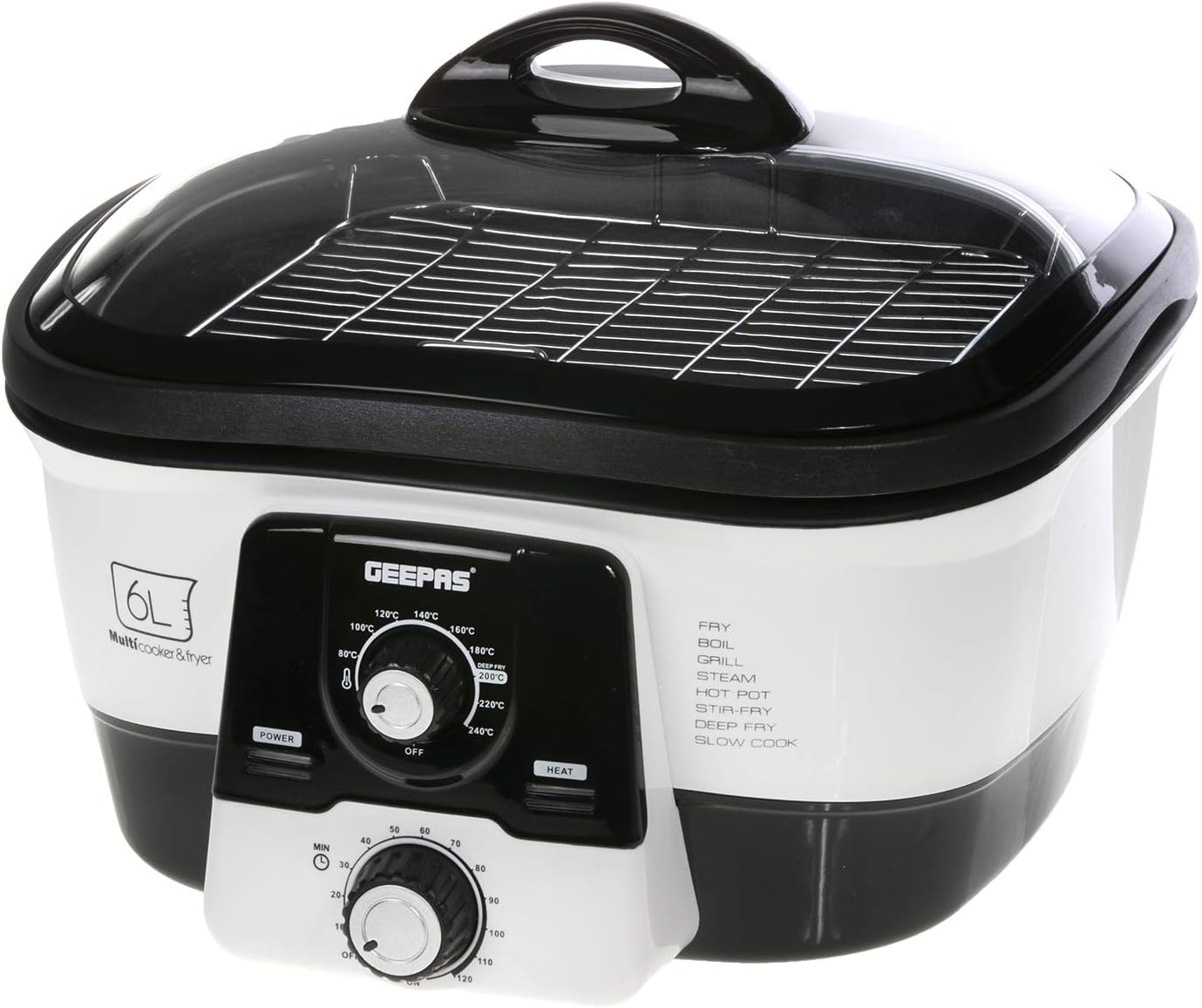 Geepas 6 Litre 8in1 MultiCooker Ideal for Cooking, Baking, Frying