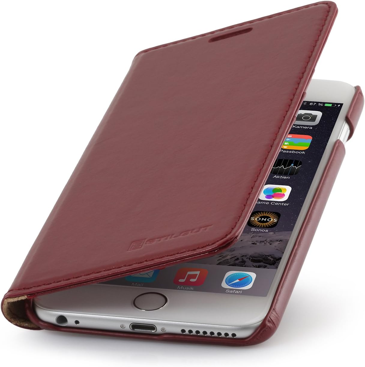 StilGut Slim Wallet Type Leather Case Compatible with iPhone 6Plus/6s Plus 5.5", Wine Red - Image 4