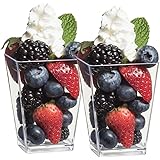 Zappy Square 5 oz Parfait Dessert Cup Shot Glasses Trifle Bowl Clear Plastic Souffle Mousse Party Cube Cups 20 Per Pack